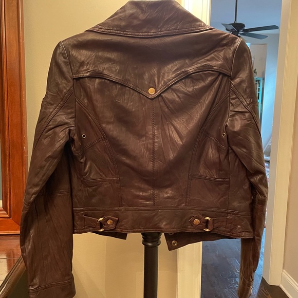 Genuine Leather Brown Moto Jacket - Picture 8 of 10